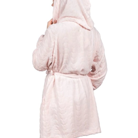 COFFEE SHOPPE Women's Spa-Day Short Hooded Wrap Robe NWT Size S/M - Picture 9 of 10